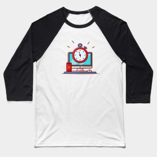 Time Work Cartoon Vector Icon Illustration Baseball T-Shirt